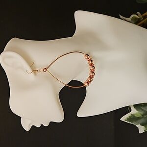 Copper Hoop Earrings with Copper Beads